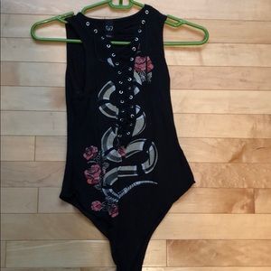 Laced up body suit